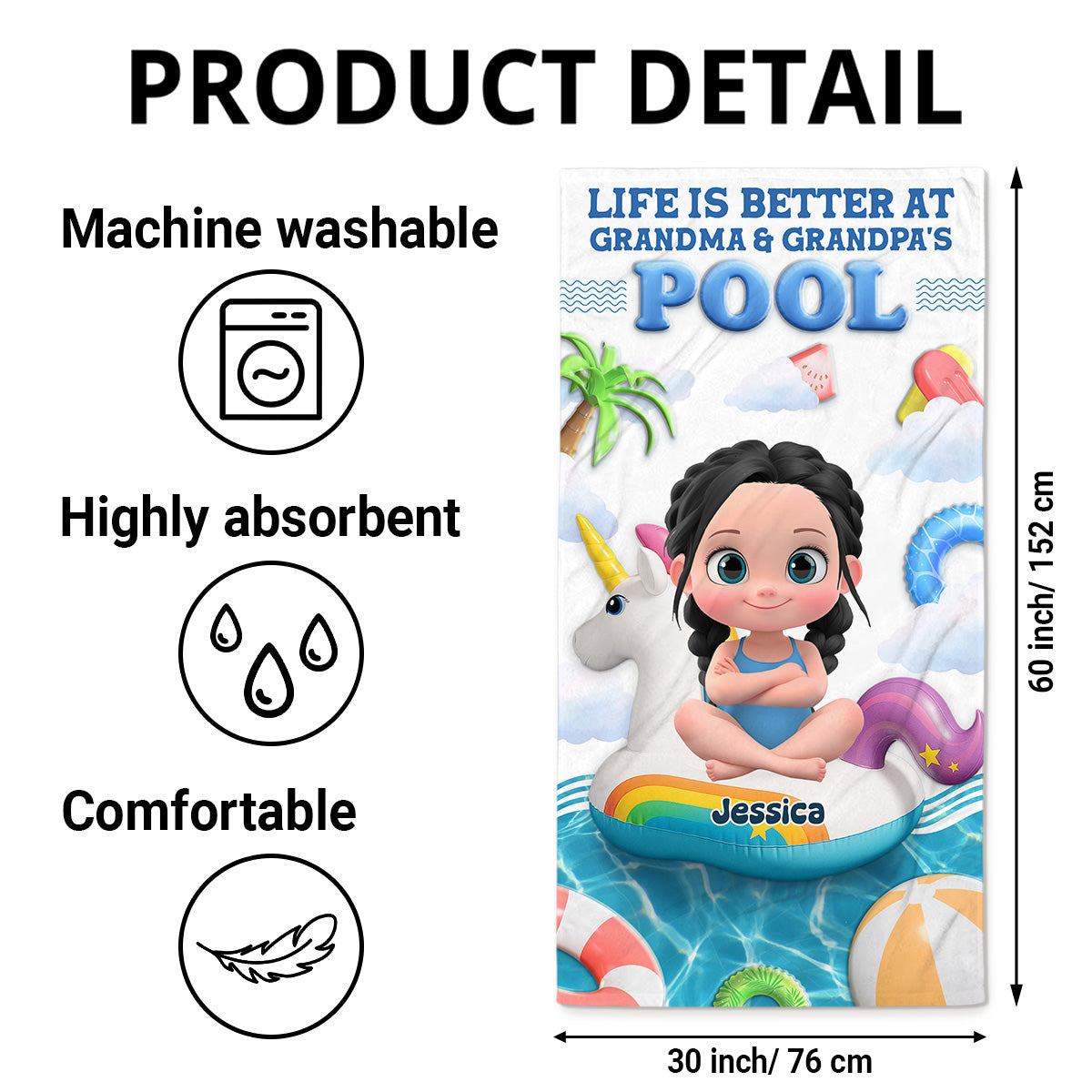 Dive Into Happiness - Personalized Custom Beach Towel