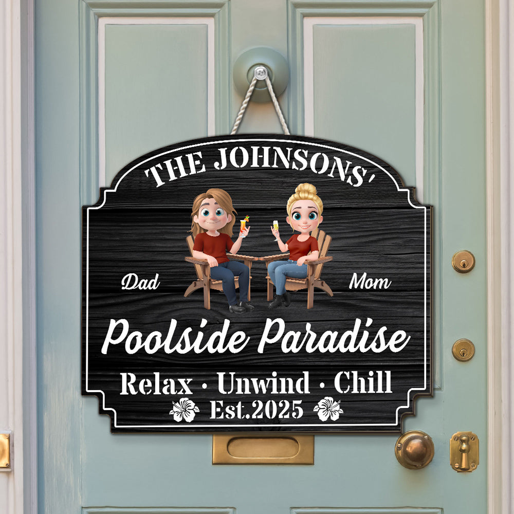 Our Poolside Paradise - Personalized Custom Wood Sign
