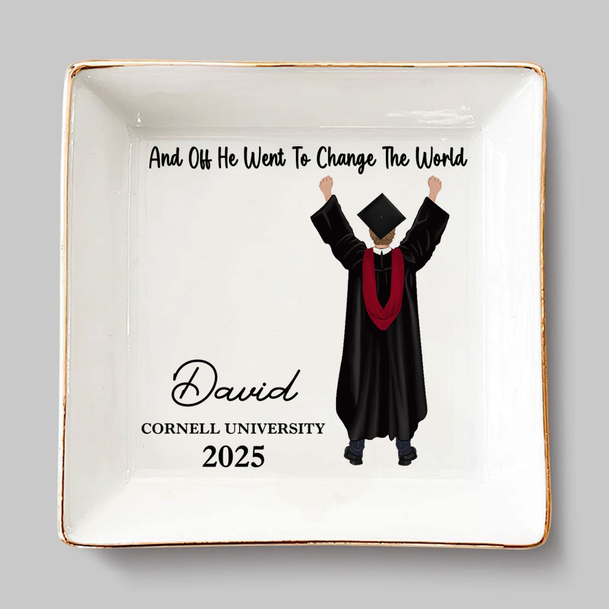 She Went To Change The World - Personalized Custom Jewelry Dish