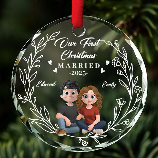 Our First Year As One - Personalized Custom Glass Ornament