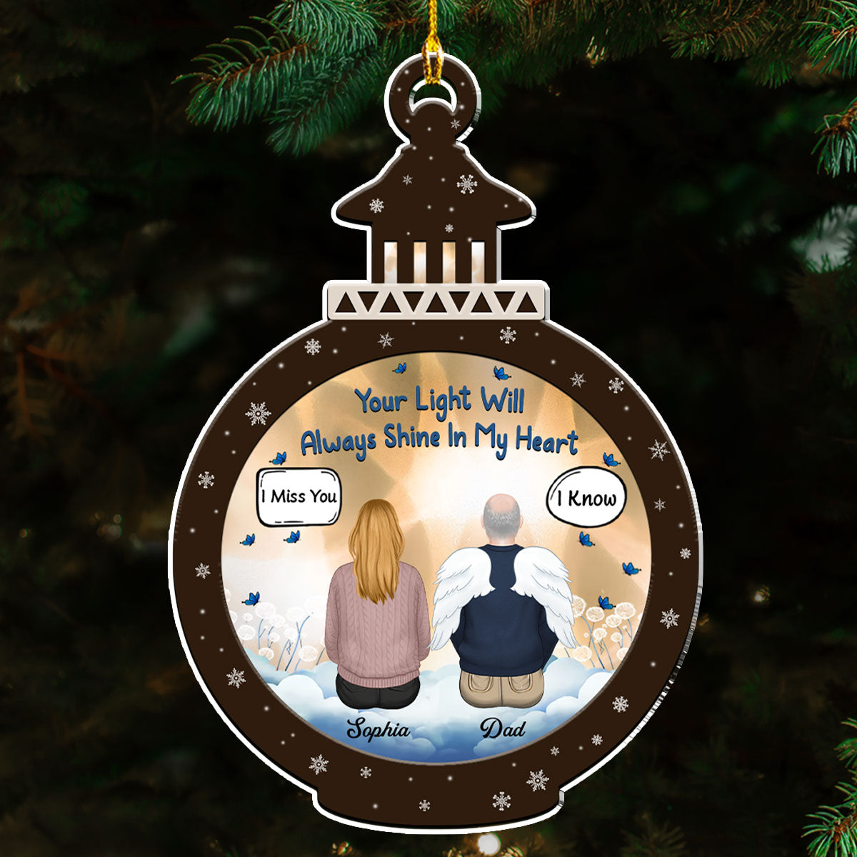 Your Light Will Always Shine In My Heart  - Personalized Custom Acrylic Ornament