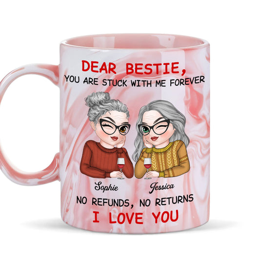 Bestie No Need To Refund - Personalized Custom Pink Marble Mug