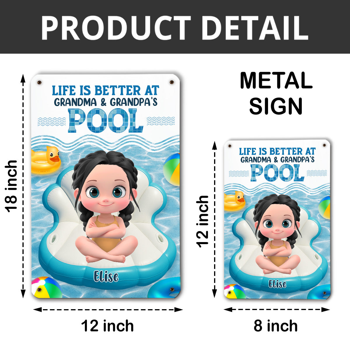 Better At Grandma Pool - Personalized Custom Metal Sign