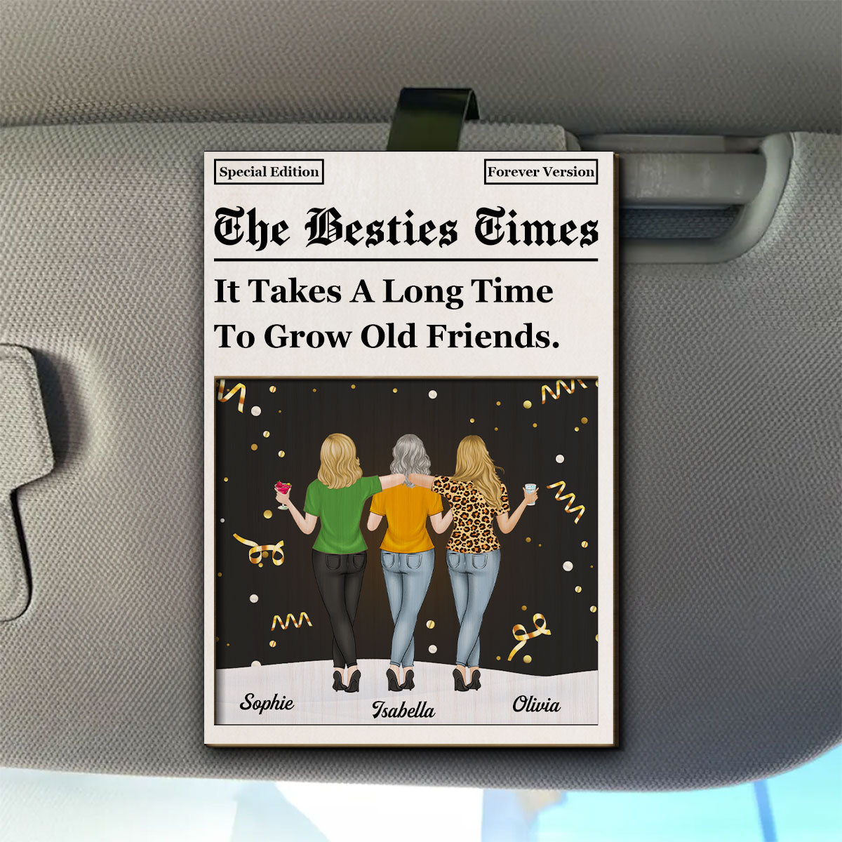 The Besties Times - Personalized Custom Car Visor Clip