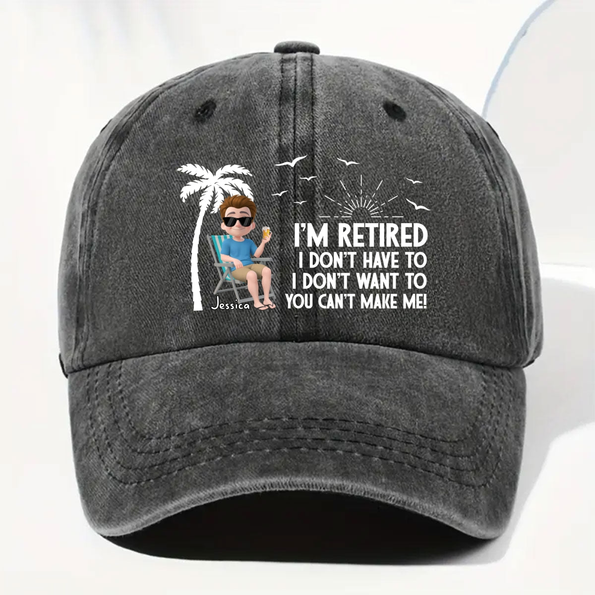 I Am Retired - Personalized Custom Vintage Washed Denim Cap