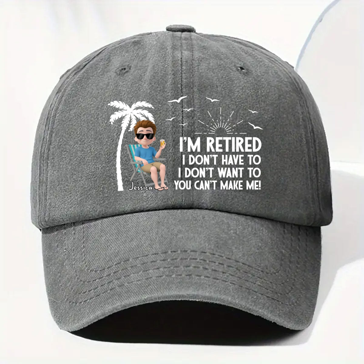 I Am Retired - Personalized Custom Vintage Washed Denim Cap