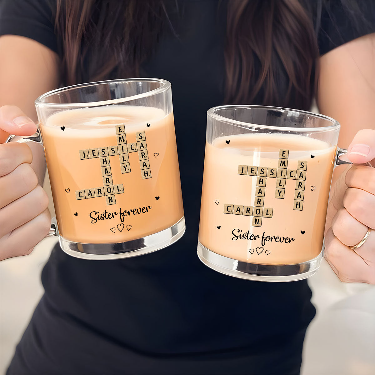 Grandkids Sisters Besties Coworkers Crossword Puzzle - Personalized Custom Glass Mug