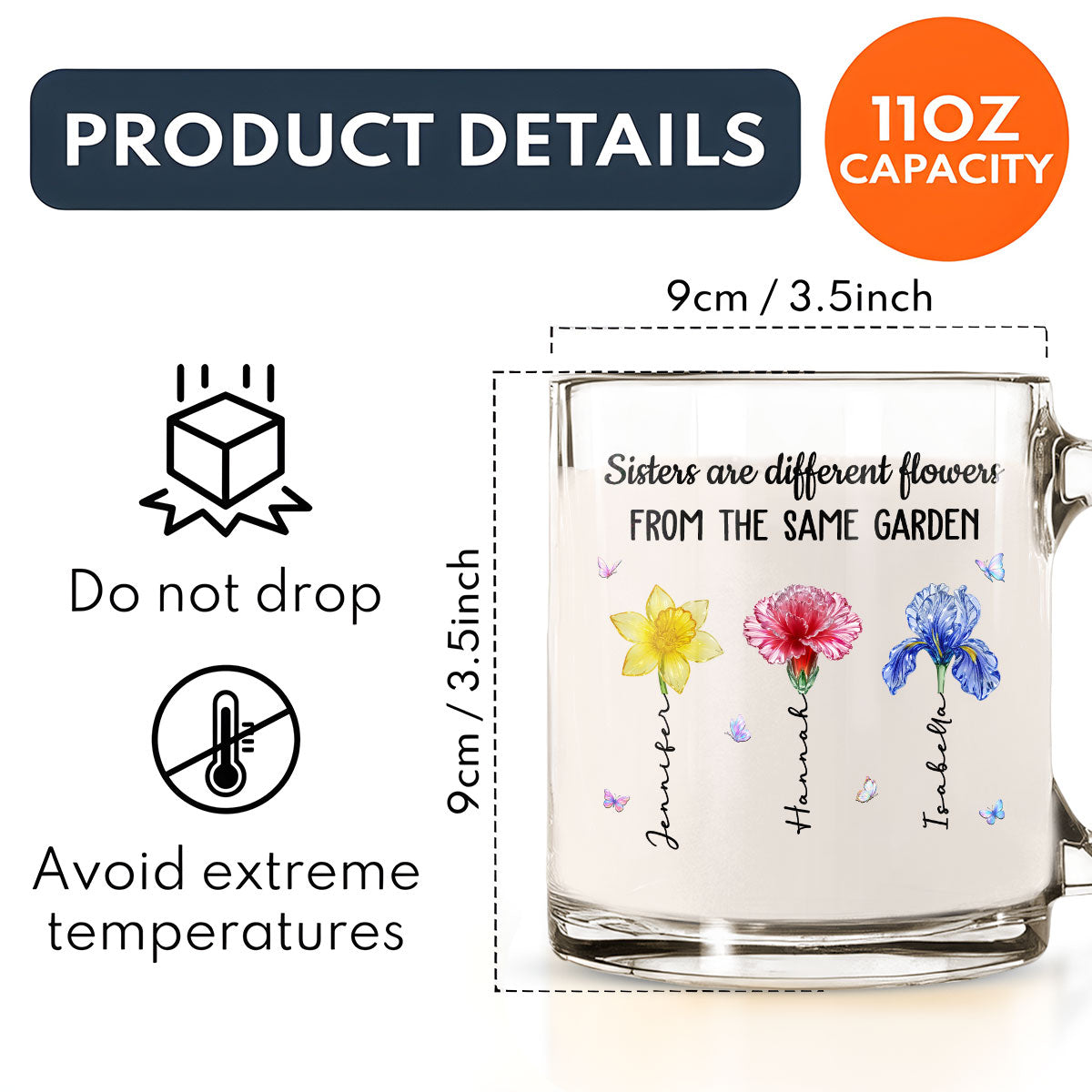 My Sisters Are Flowers - Personalized Custom Glass Mug