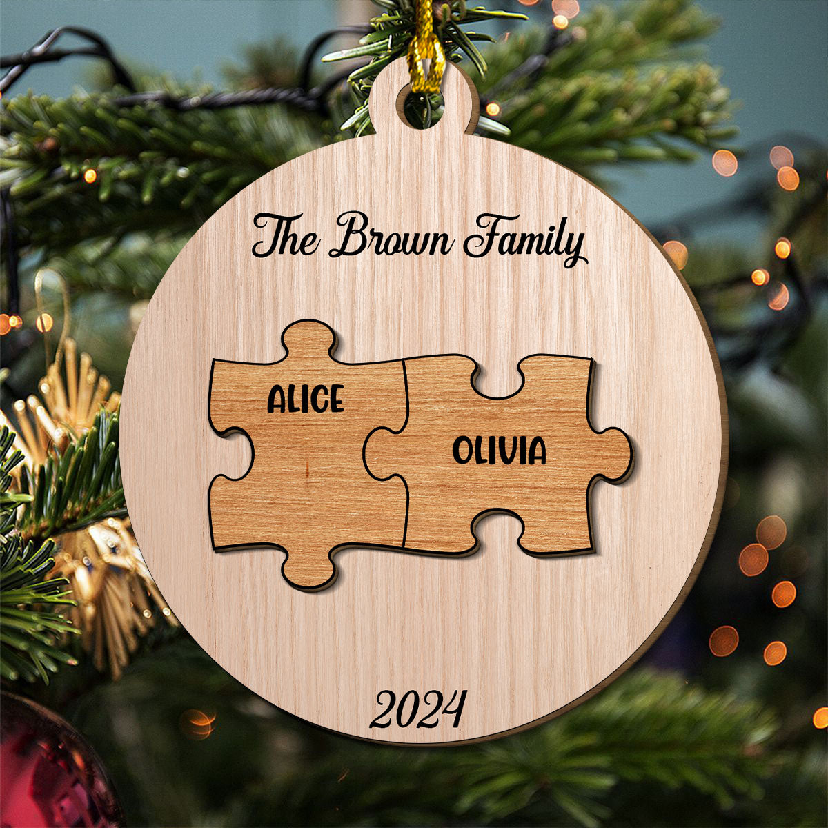 Piece Of Family - Personalized Custom Freeshape 2-Layered Wood Ornament