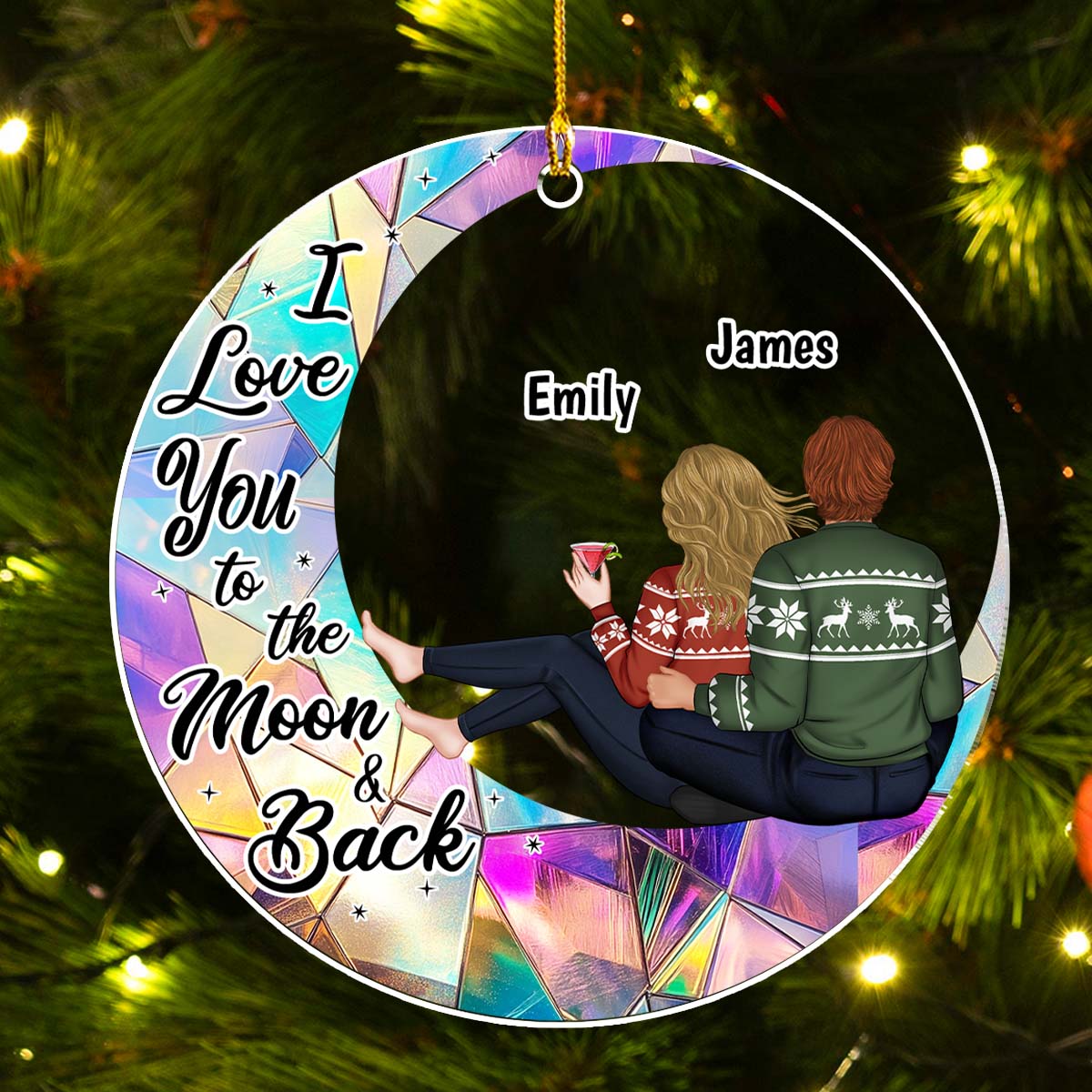 To The Moon And Back - Personalized Custom Acrylic Ornament
