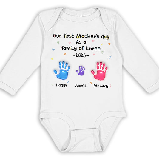 First Mother Day - Personalized Custom Long Sleeve Baby Onesie