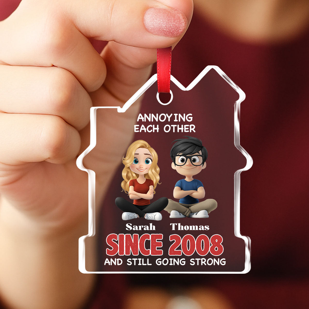 Together Forever - Personalized Custom House Shaped Glass Ornament