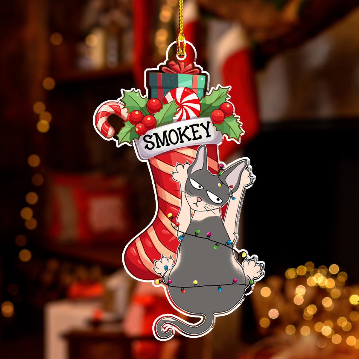 Cat Scratching - Personalized Custom Acrylic Ornament