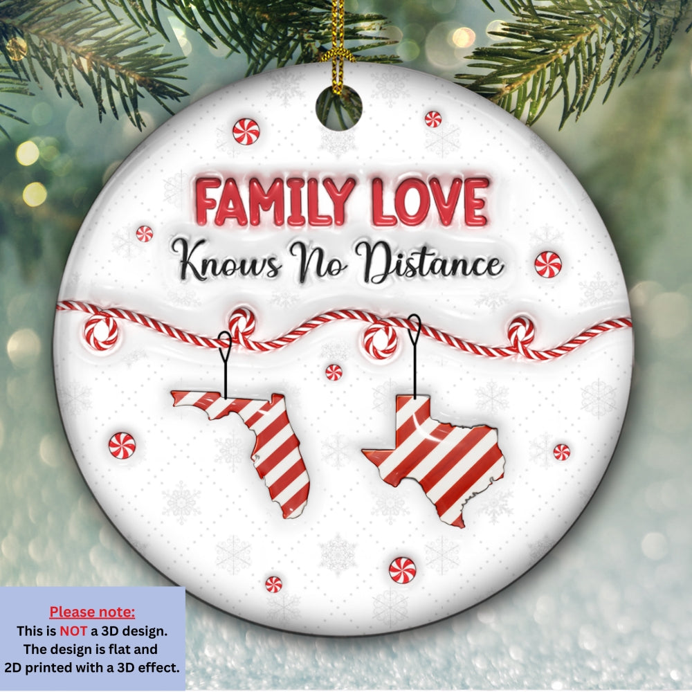 Family Distance Christmas Candy - Personalized Custom 3D Inflated Effect Ceramic Ornament