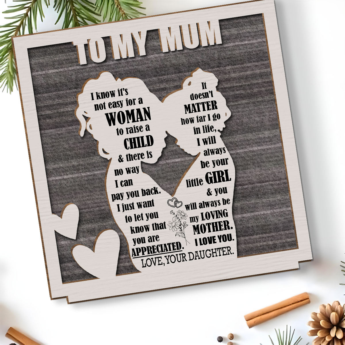 Forever Grateful to Mother - Personalized Custom 2-Layer Wood Plaque With Flat Base