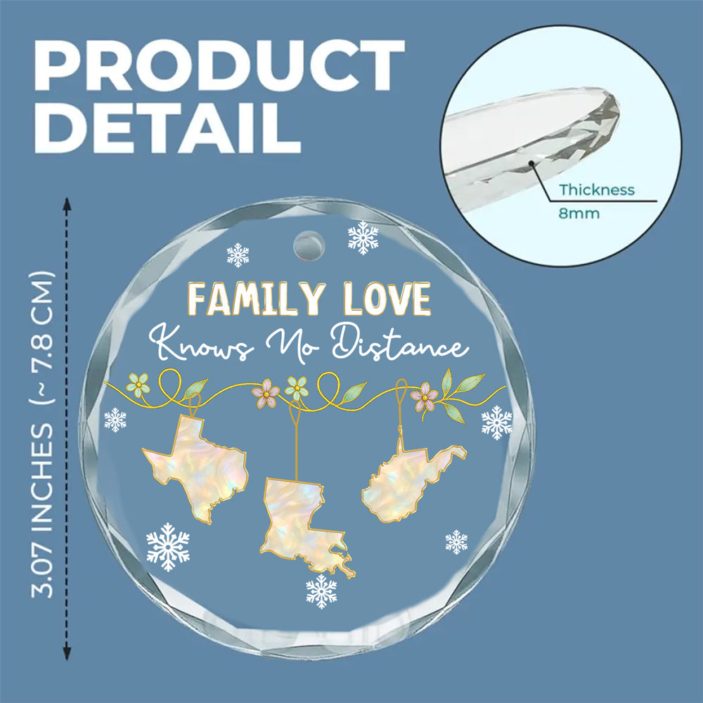 Family Love Knows No Distance Mother Of Pearl - Personalized Custom Glass Ornament