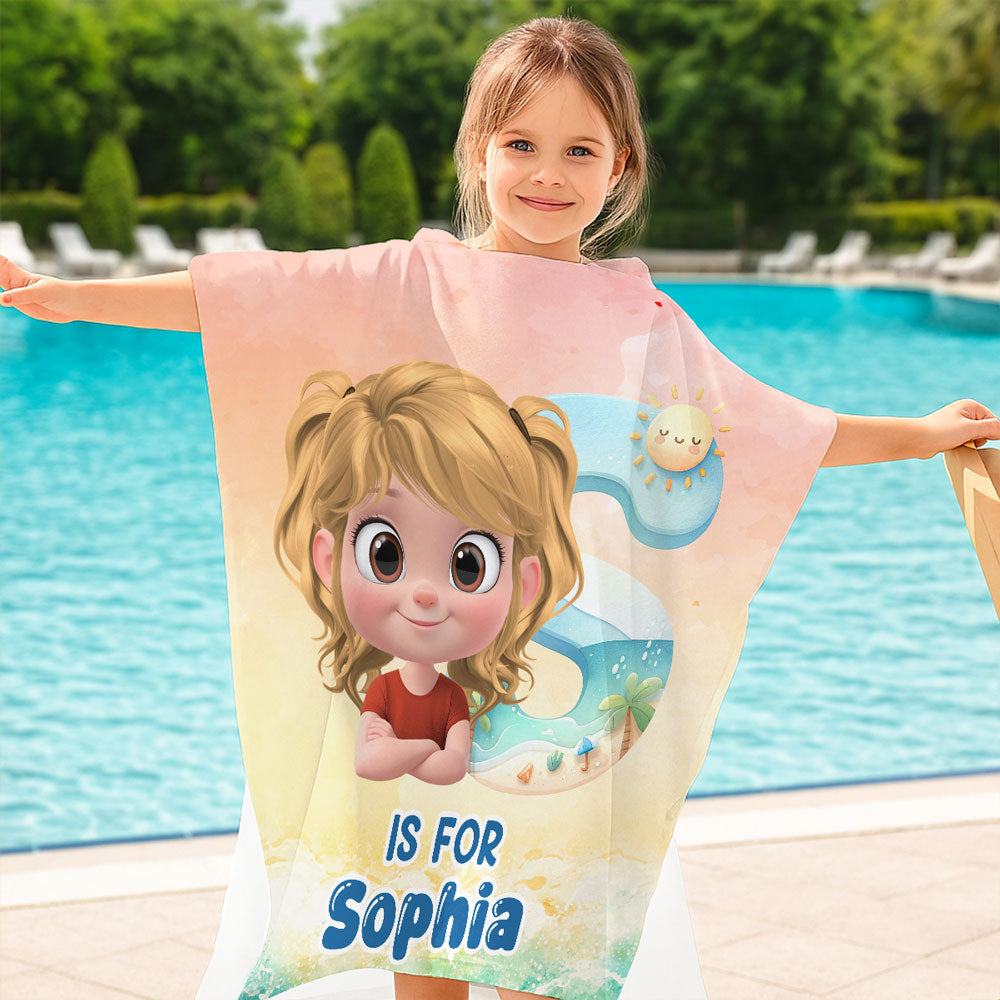 Alphabet Cartoon - Personalized Custom Hooded Beach Towel