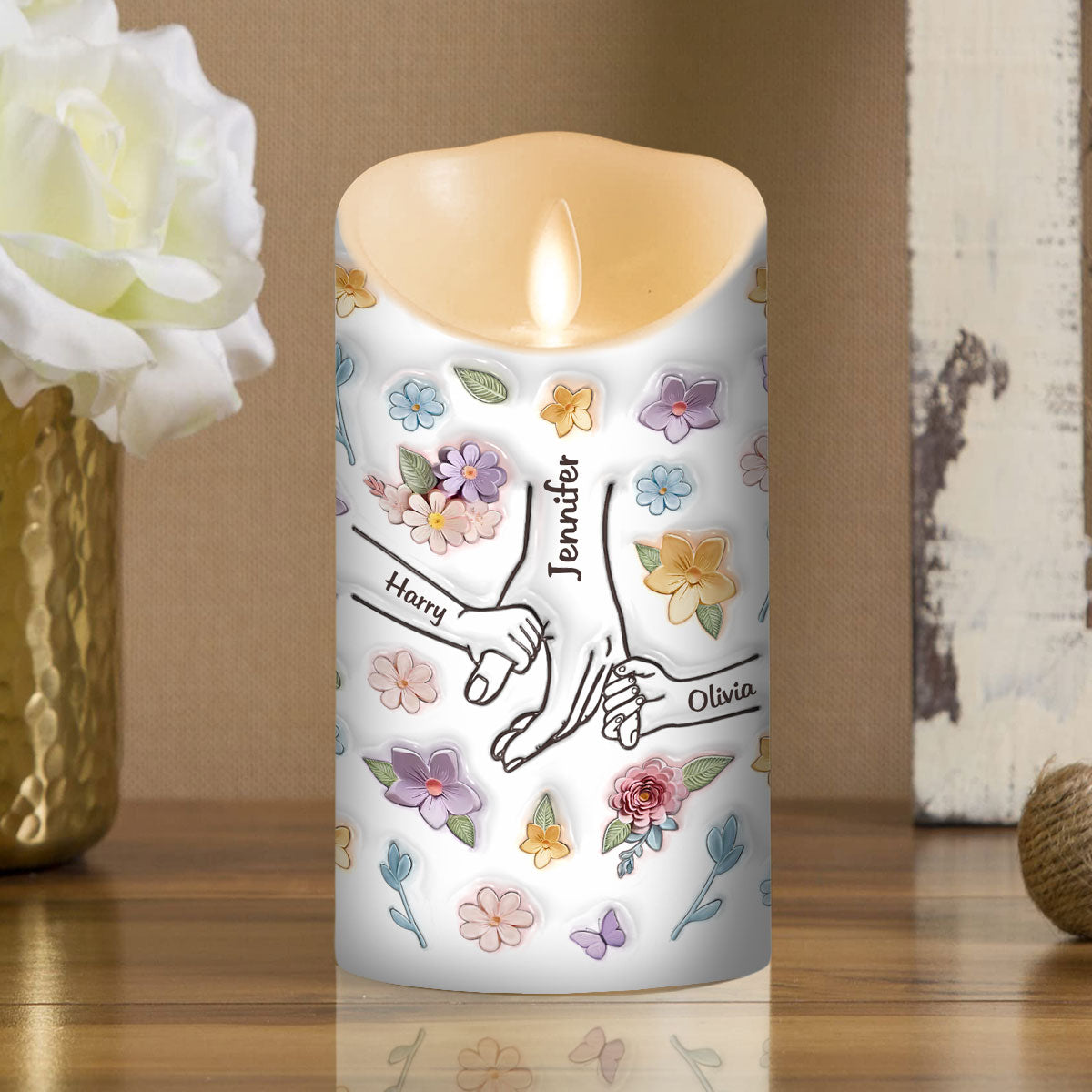 You Hold My Hand Also My Heart - Personalized Custom 3D Inflated LED Candle