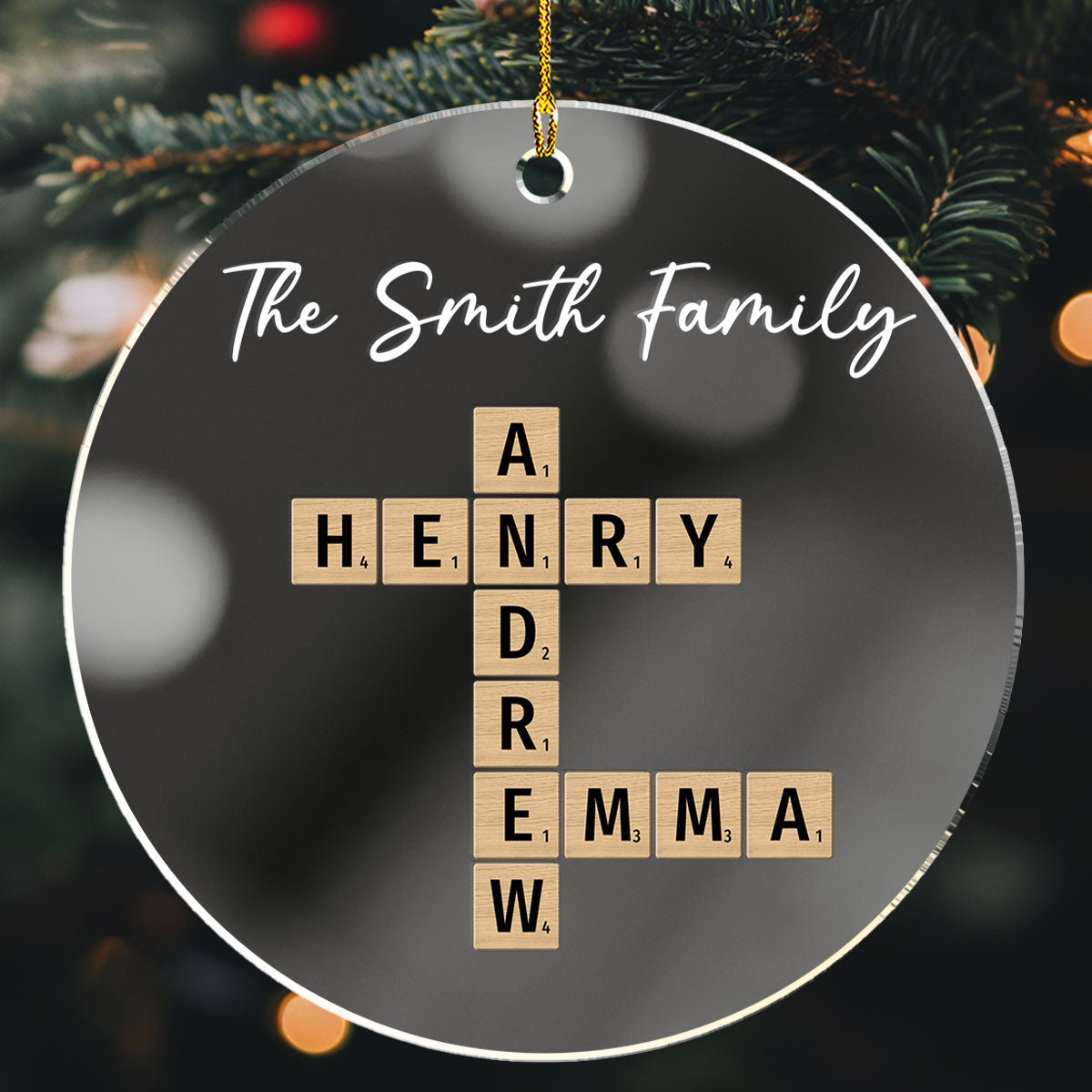 Family Besties Coworker Crossword Art - Personalized Custom Mirrored Acrylic Ornament