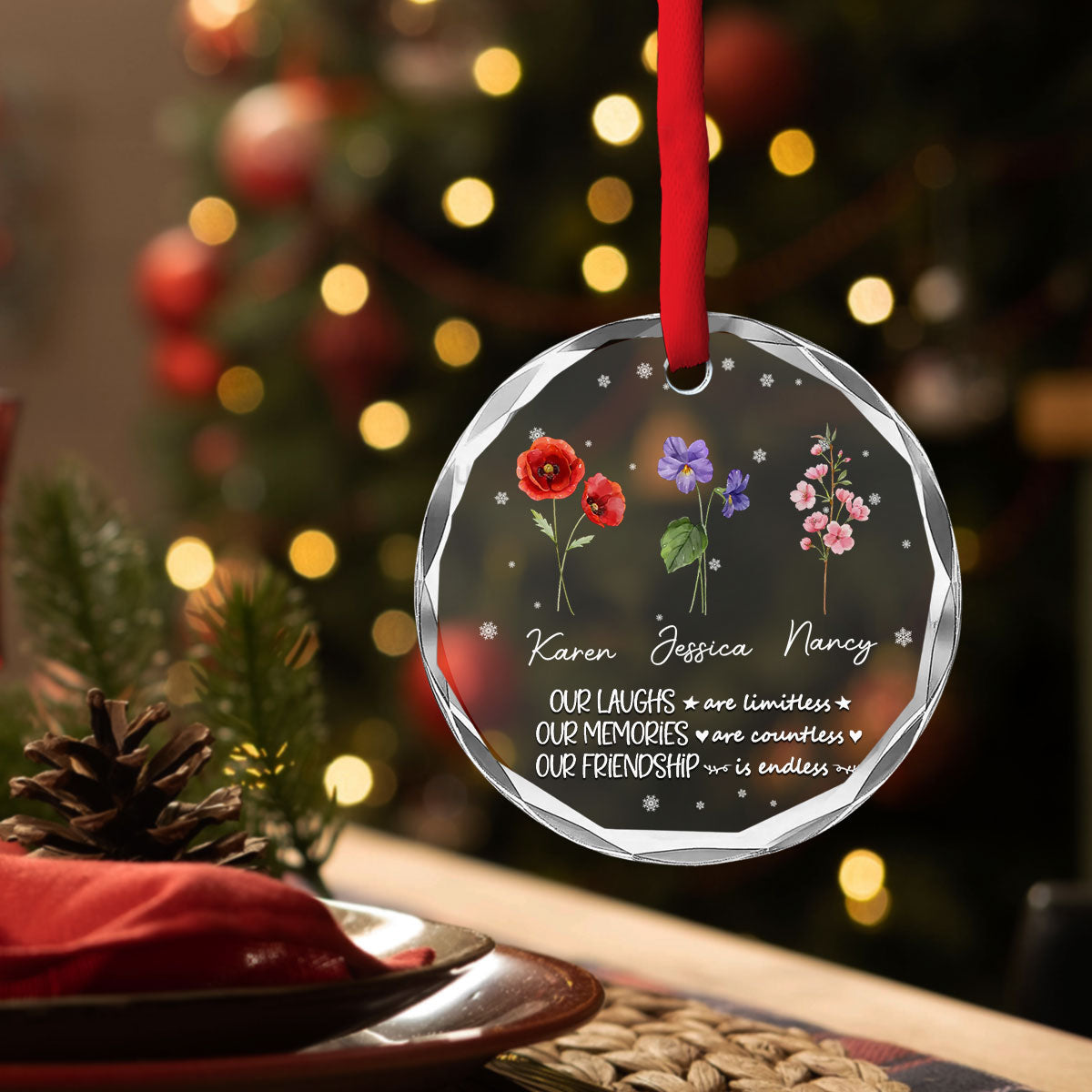 Friendship - Personalized Custom Glass Ornament