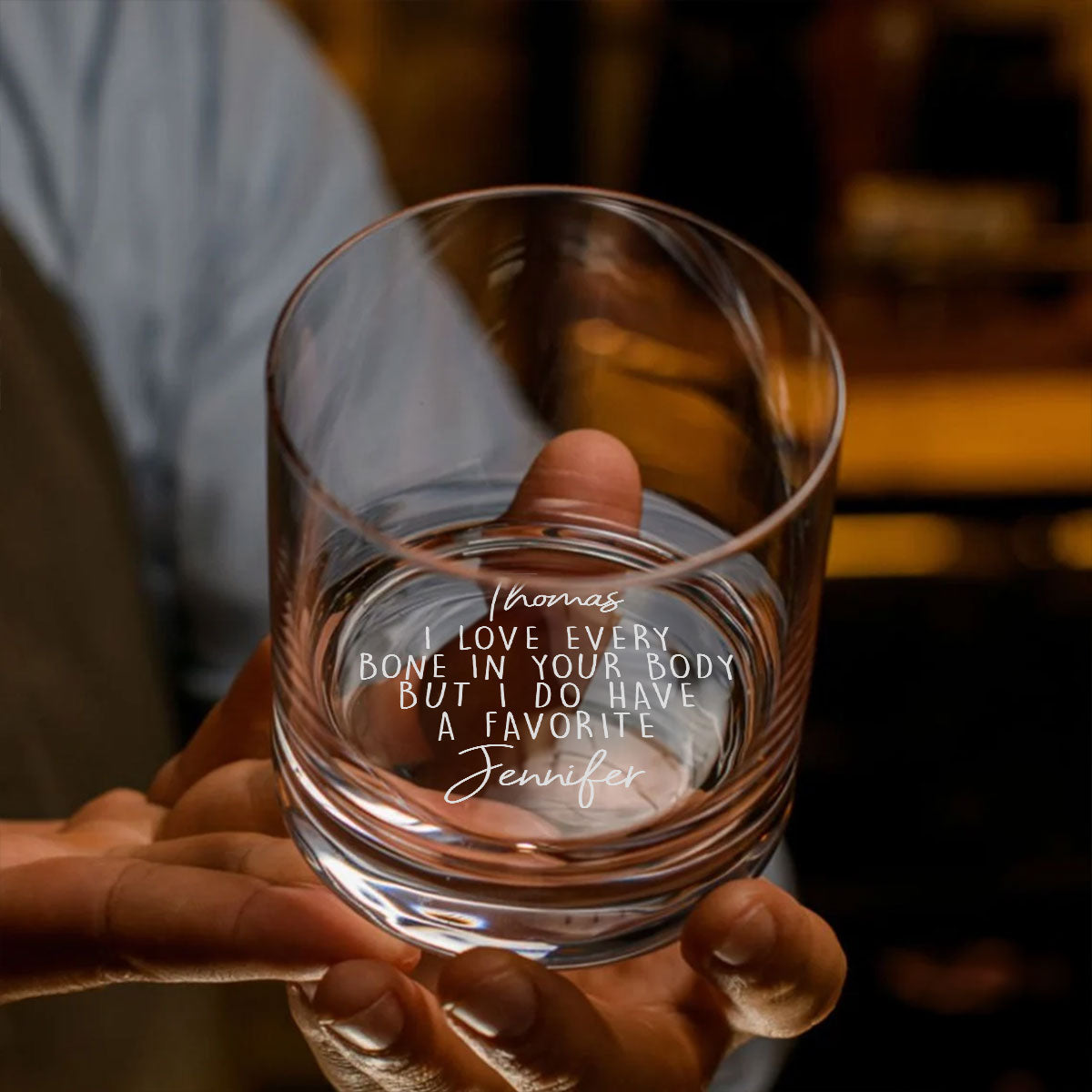 Love You To The Bone - Personalized Custom Engraved Whiskey Glass