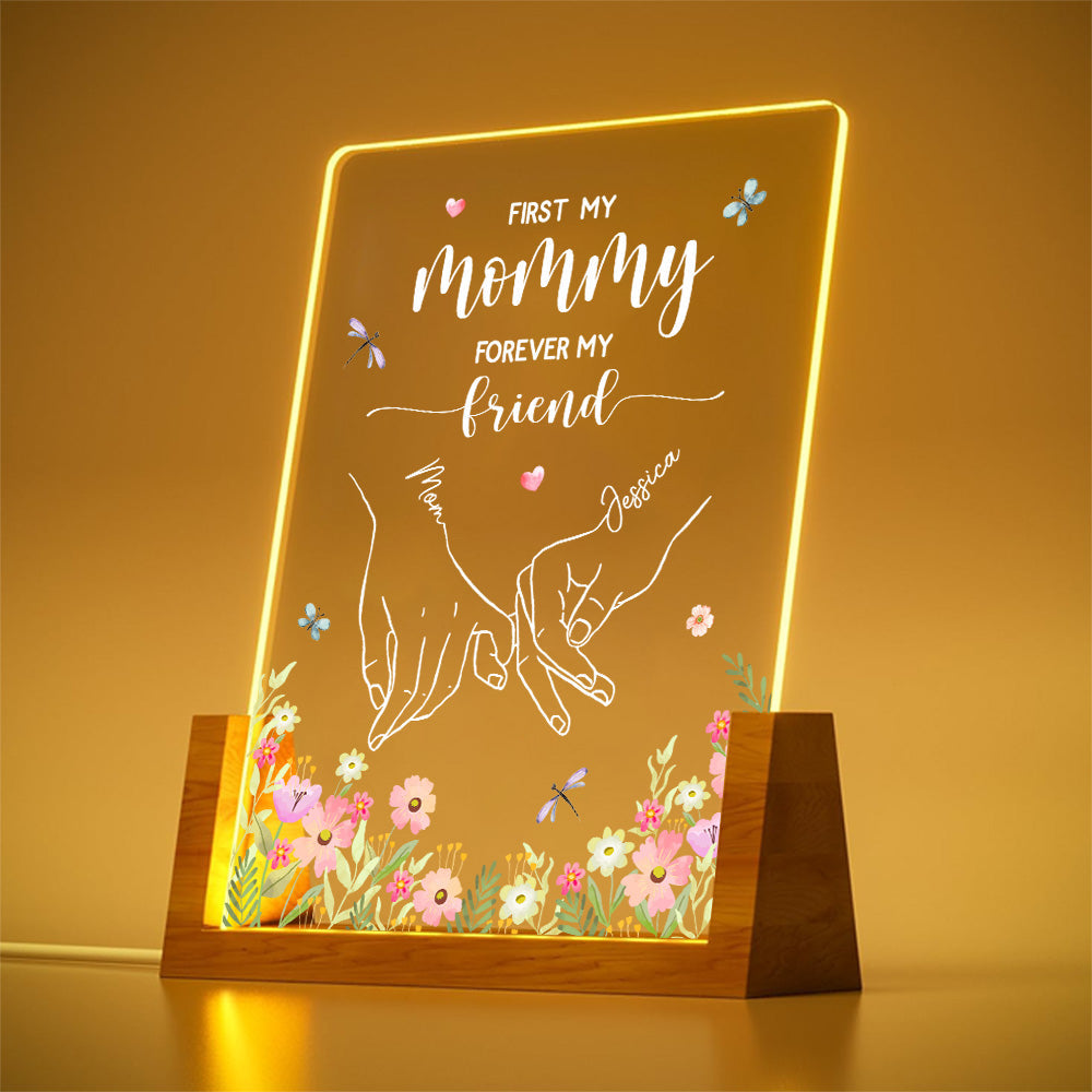 First My Mother Forever My Friend - Personalized Custom Plaque With Walnut Base