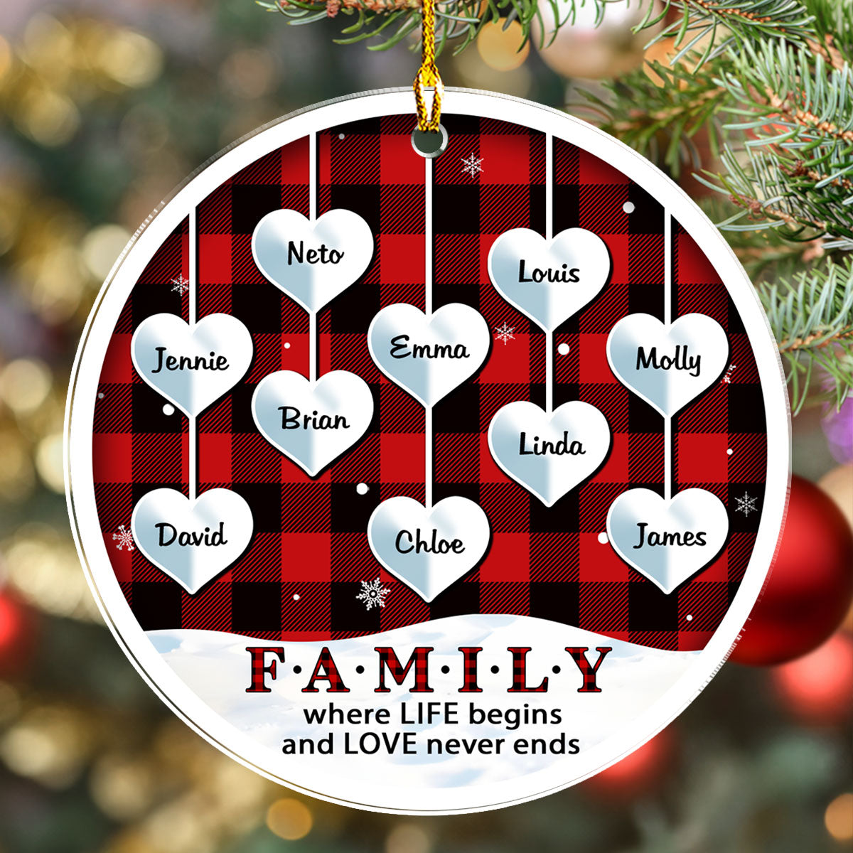 Family Where Life Begins - Personalized Custom Acrylic Ornament