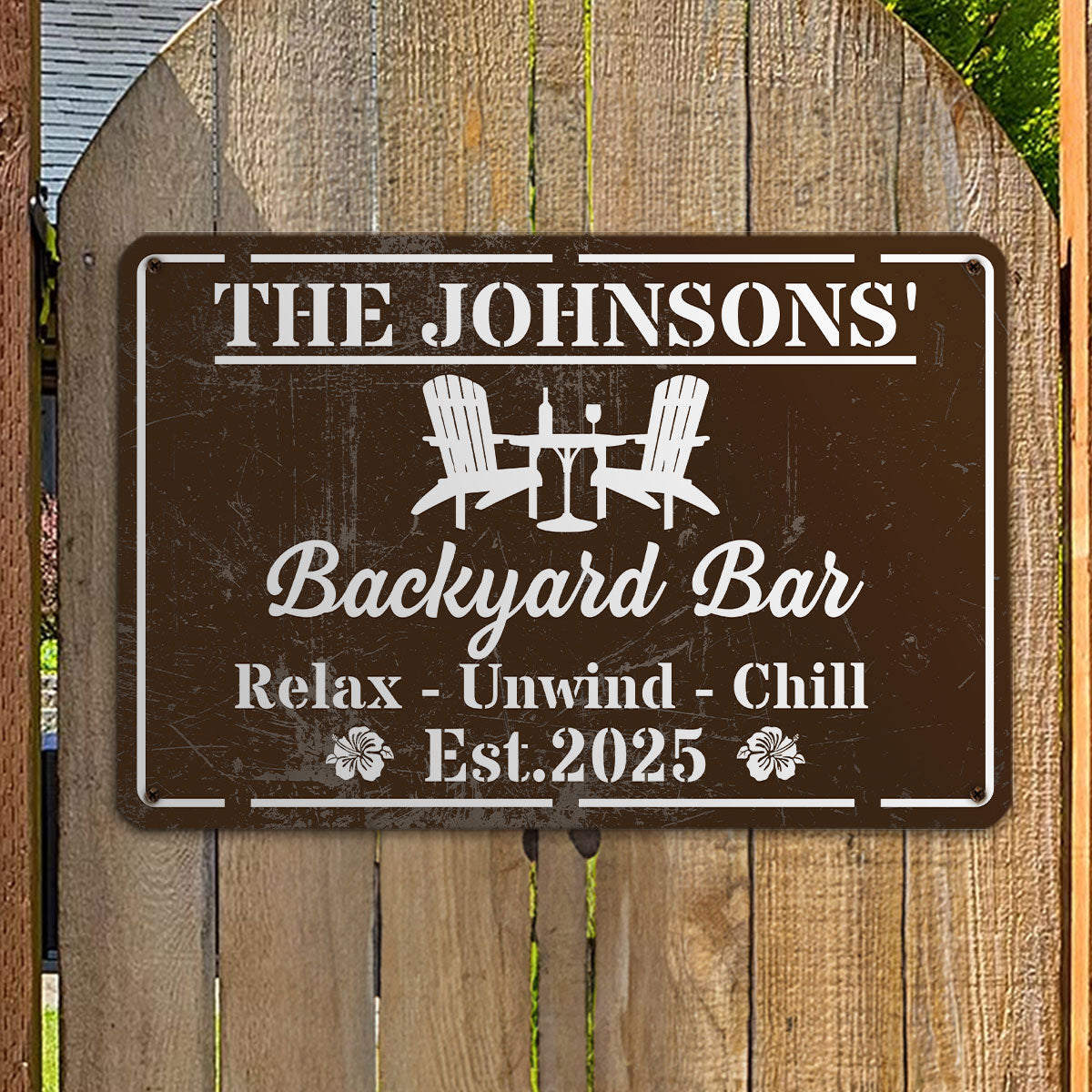 Welcome To Our Backyard Oasis - Personalized Custom Metal Sign