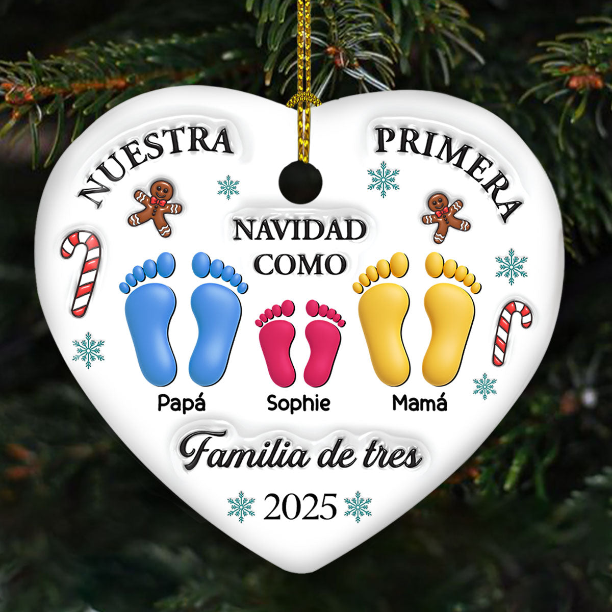 Nuestra Primera Navidad â€?Adorno de Cerámica Personalizado con Efecto 3D