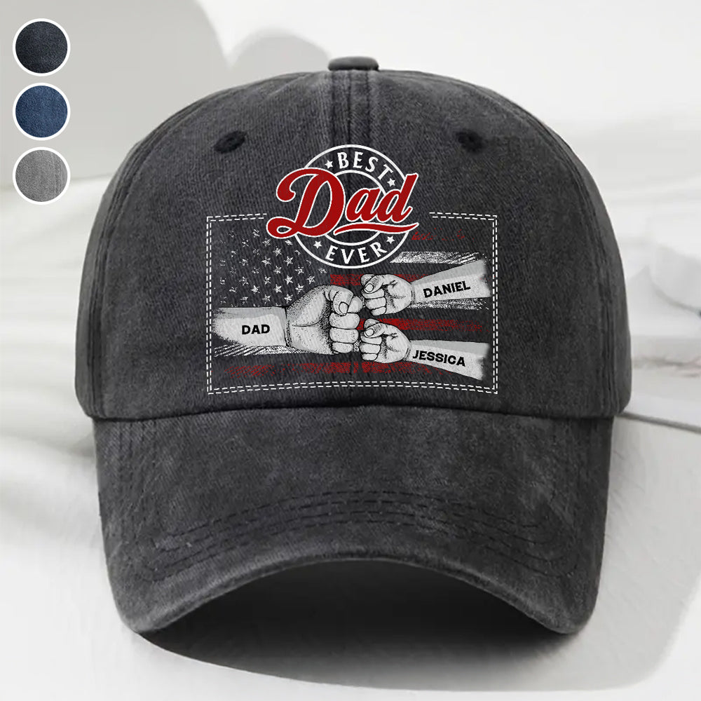 The Strength Of A Dad Is Born From Love - Personalized Custom Vintage Washed Denim Cap