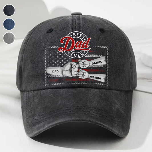 The Strength Of A Dad Is Born From Love - Personalized Custom Vintage Washed Denim Cap