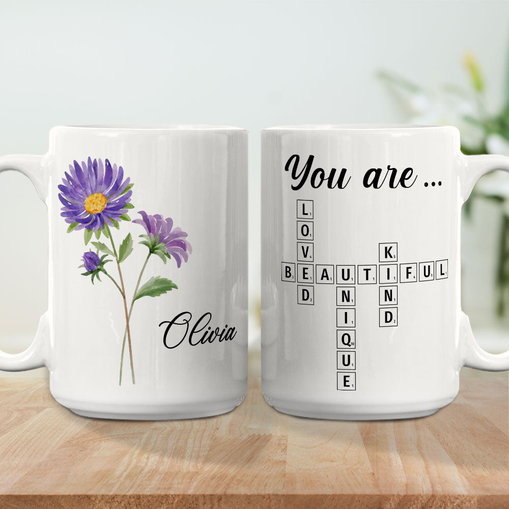You Are Amazing Scrabble Affirmation - Personalized Custom Coffee Mug