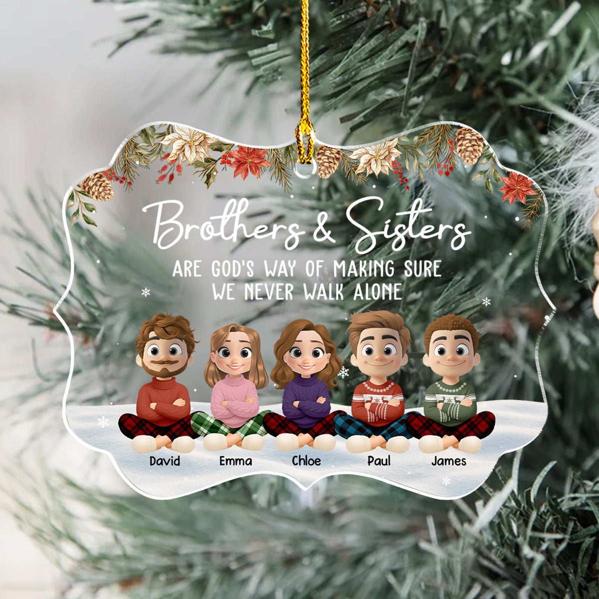 Together Always Brothers and Sisters - Personalized Custom Acrylic Ornament