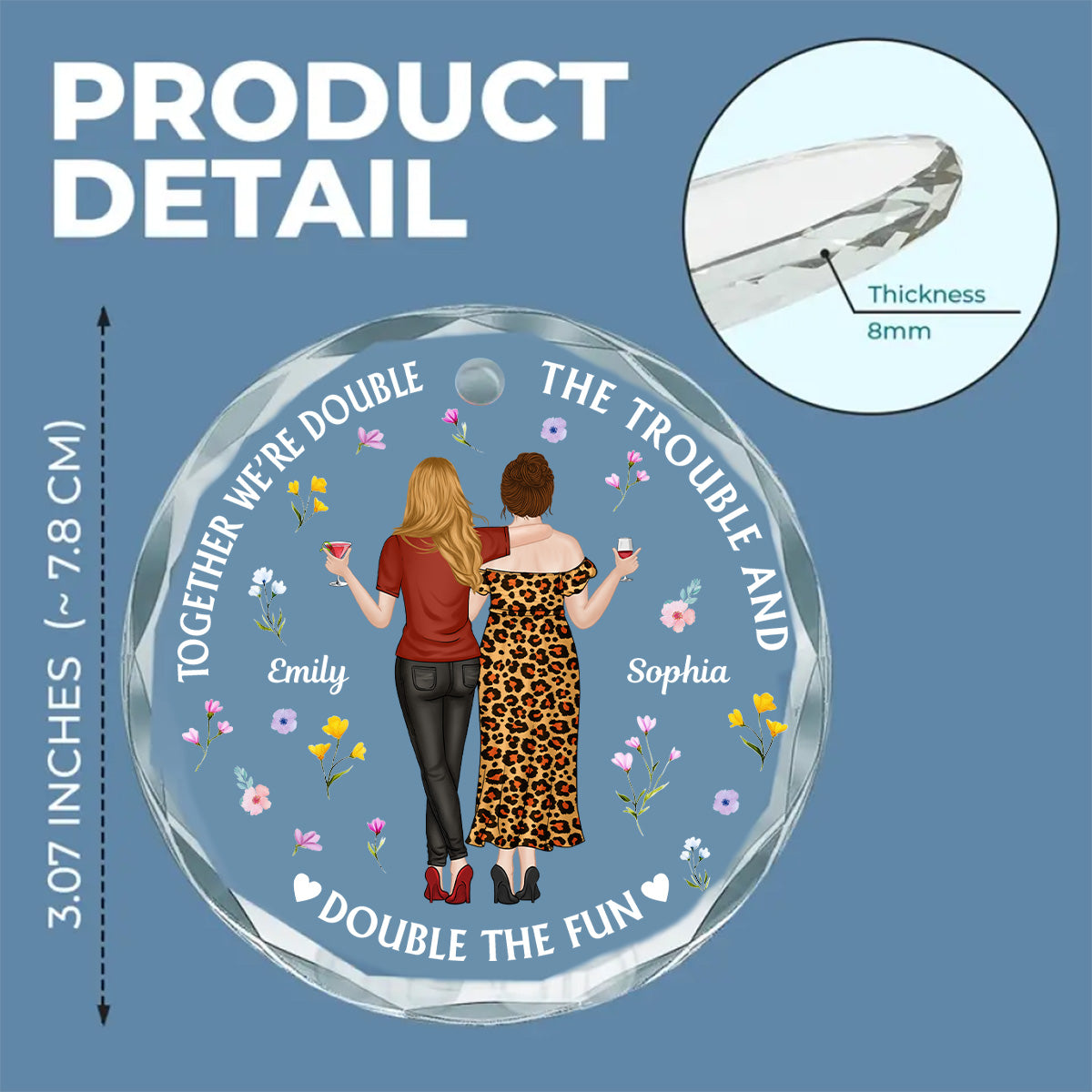 Two Souls One Crazy Journey  - Personalized Custom Glass Ornament