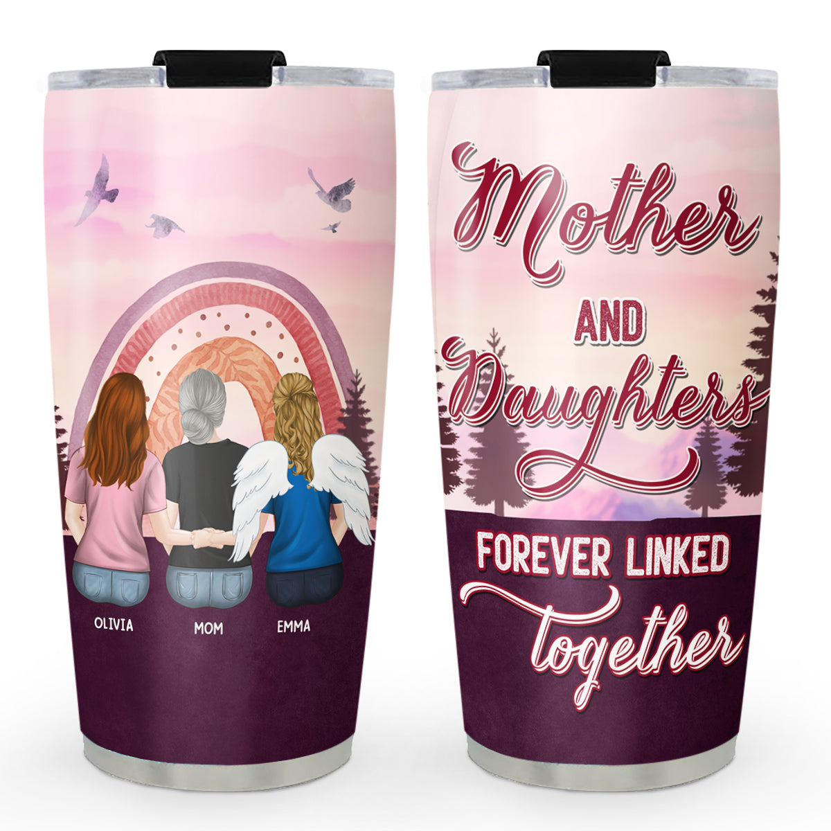 Mother And Daughter Linked For Life - Personalized Custom Tumbler