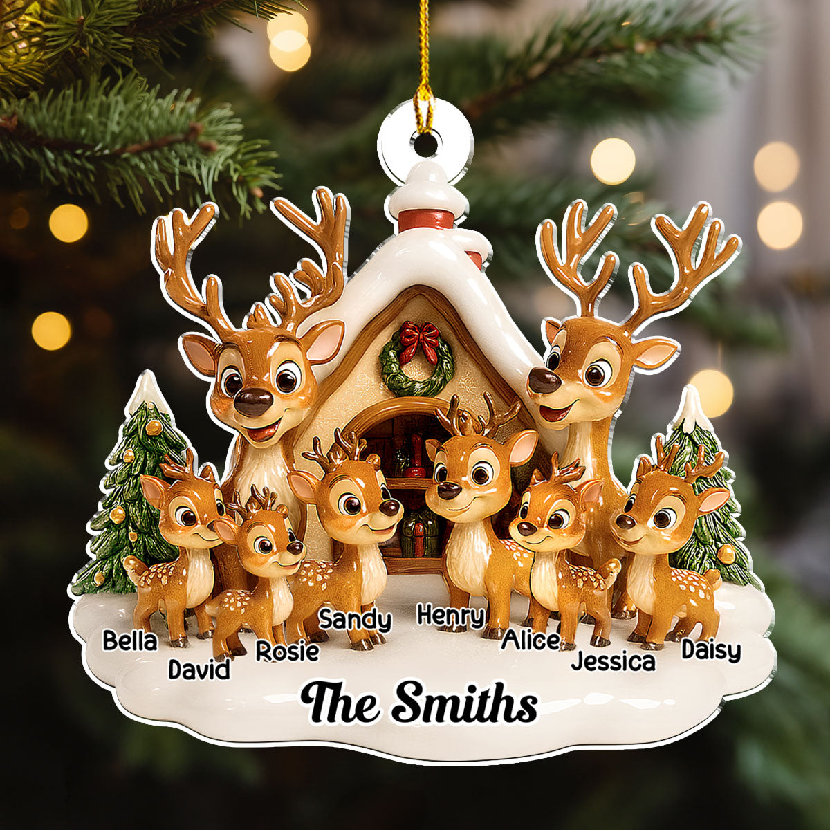 Reindeer Family - Personalized Custom Acrylic Ornament