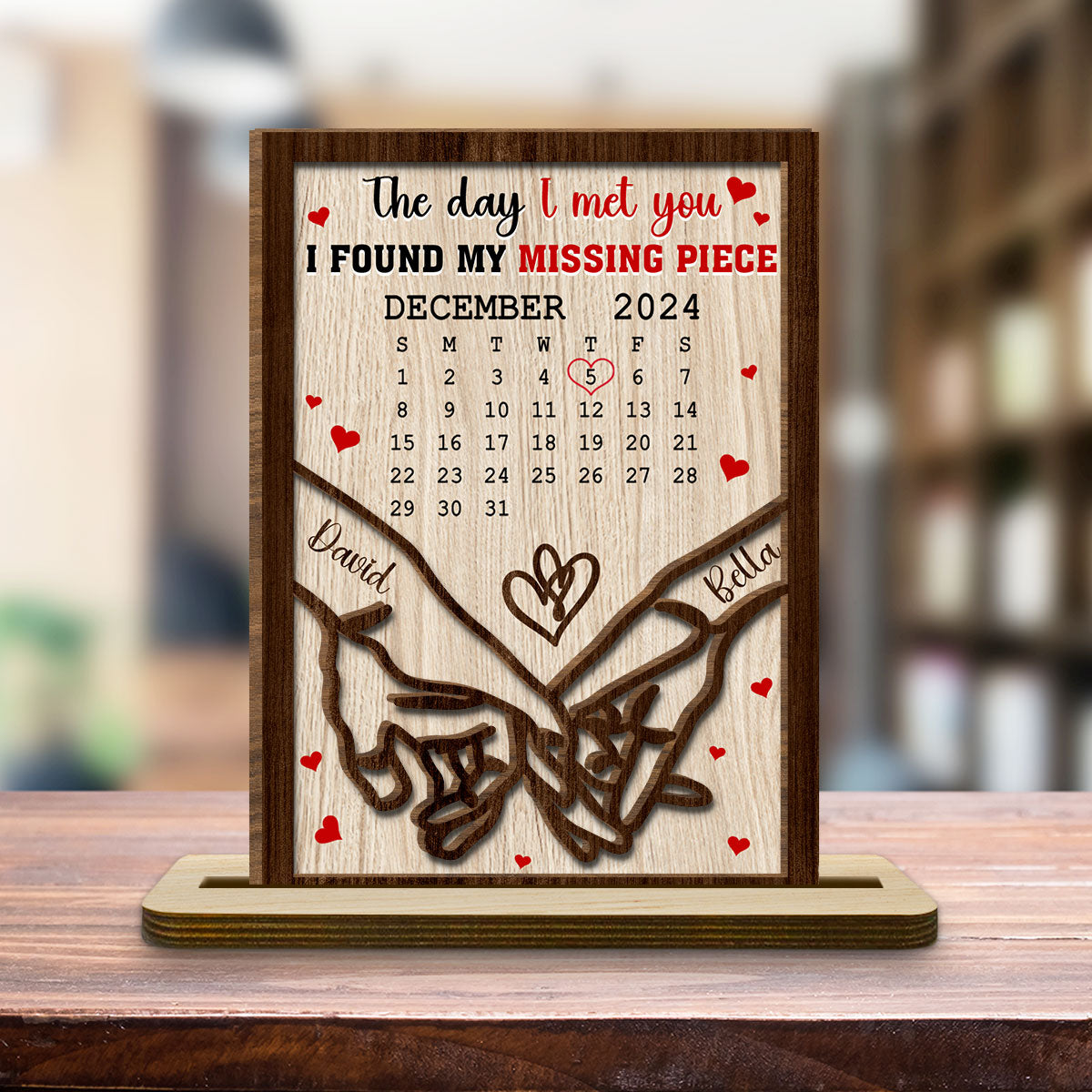 I Found You - Personalized Custom 2-Layer Wood Plaque With Flat Base