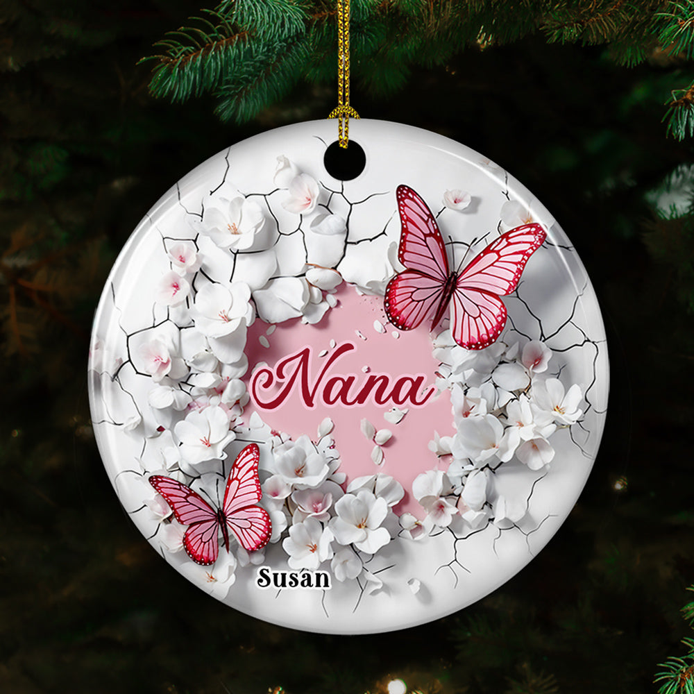 Grandma Butterfly - Personalized Custom Ceramic Ornament