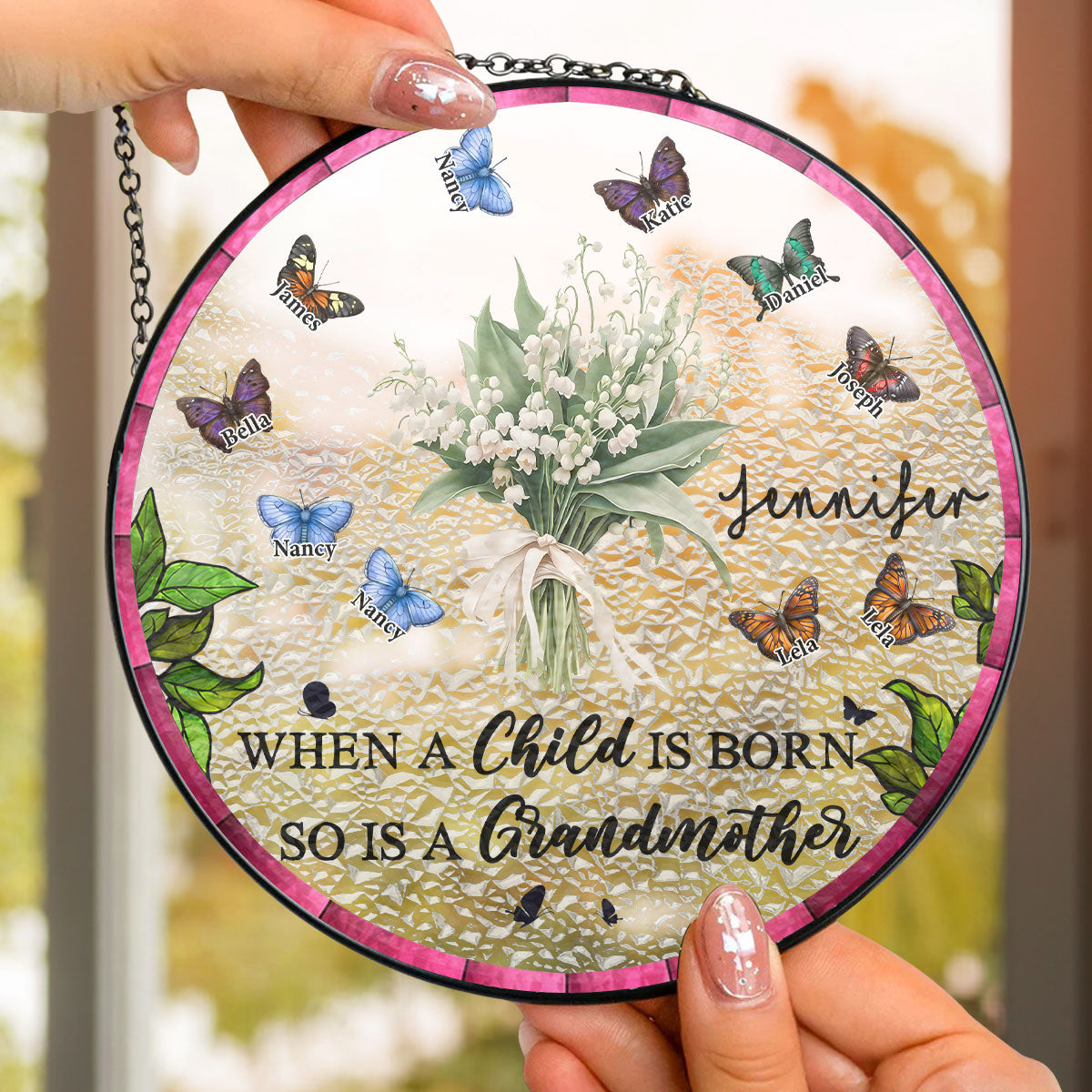 When A Child Is Born - Personalized Custom Window Hanging Suncatcher