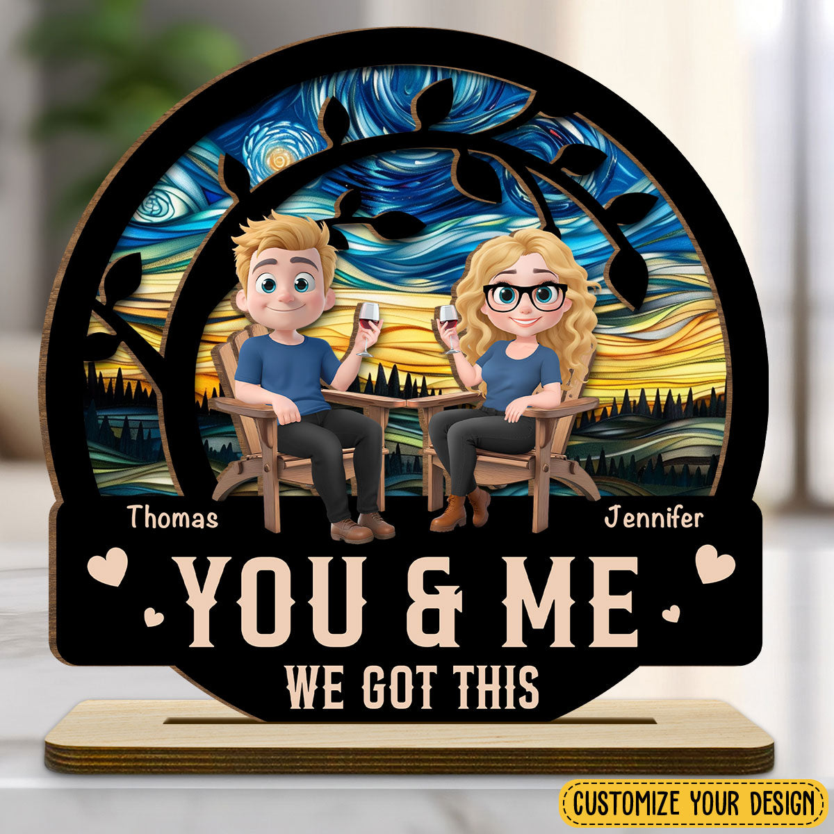 You And Me Got This - Personalized Custom 2-Layer Wood Plaque With Flat Base