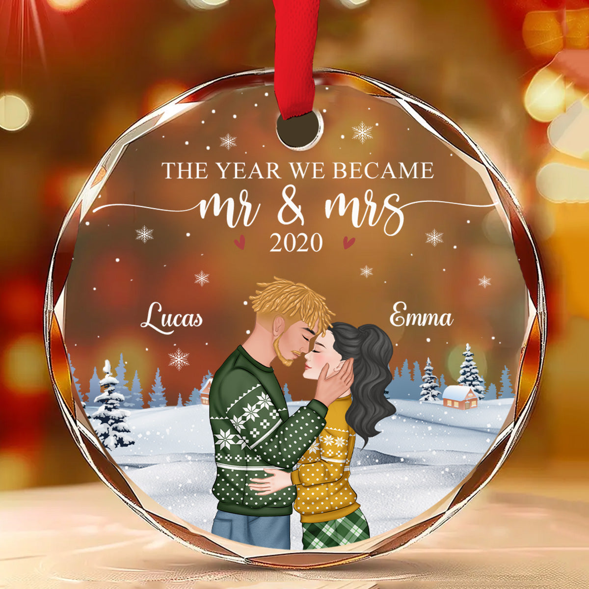 We Became Mr And Mrs - Personalized Custom Glass Ornament