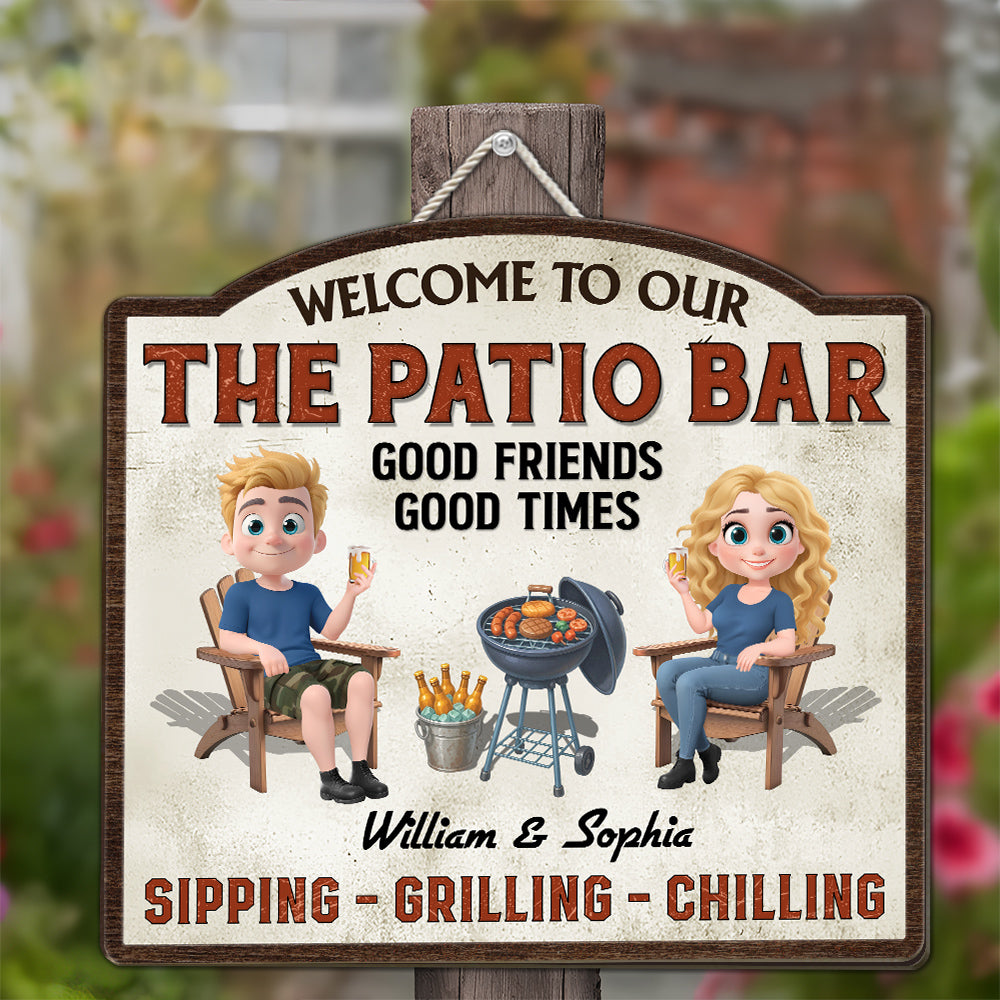 Welcome To Our Patio - Personalized Custom Wood Sign