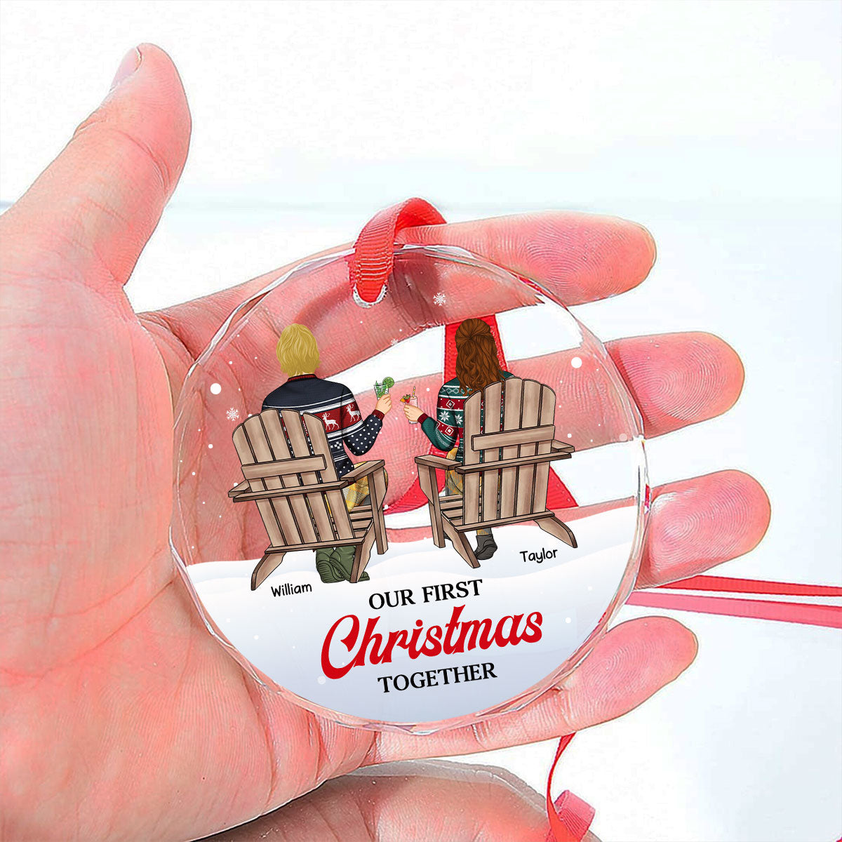 Our loving season -  Personalized Custom Glass Ornament