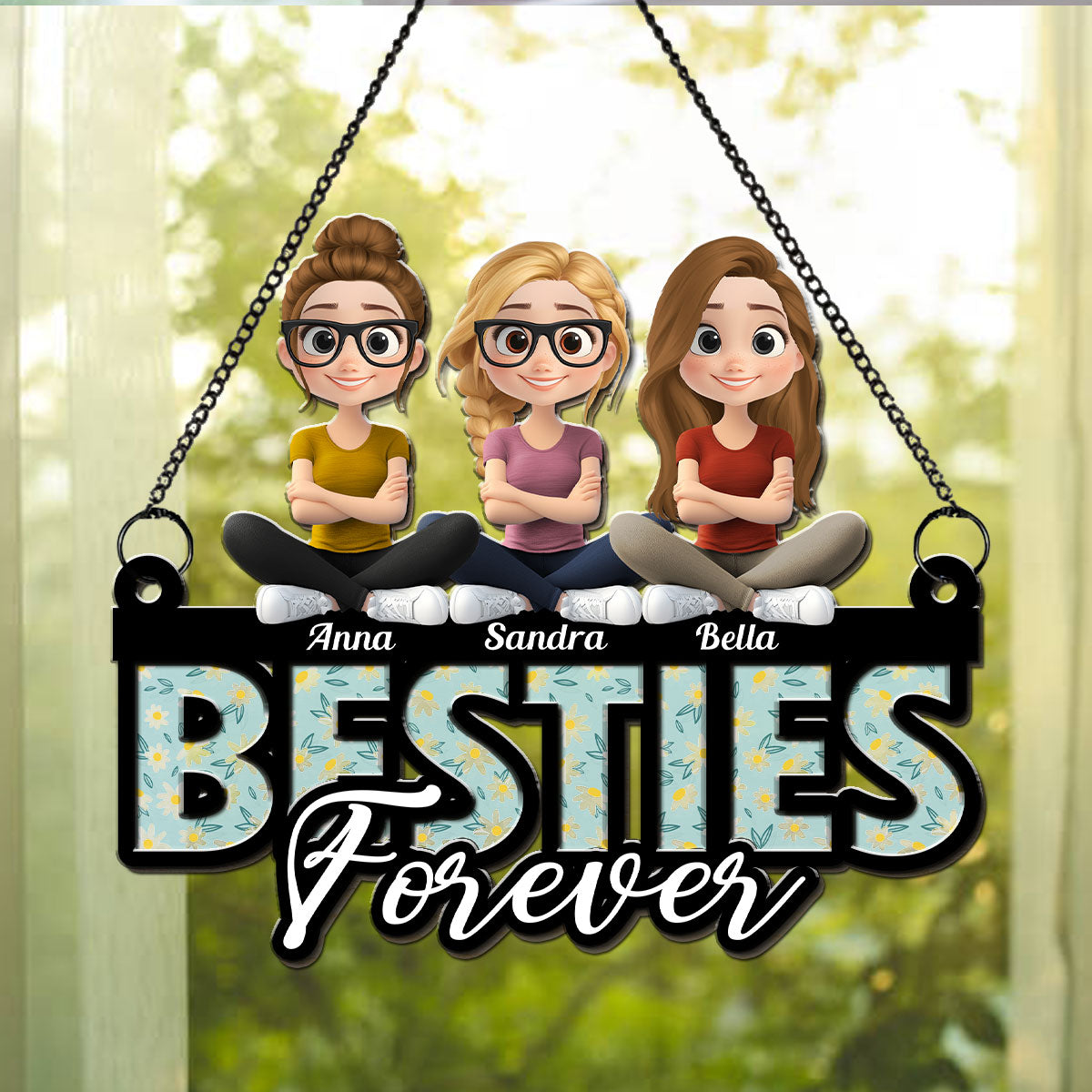 Sisters Forever Love - Personalized Custom Suncatcher