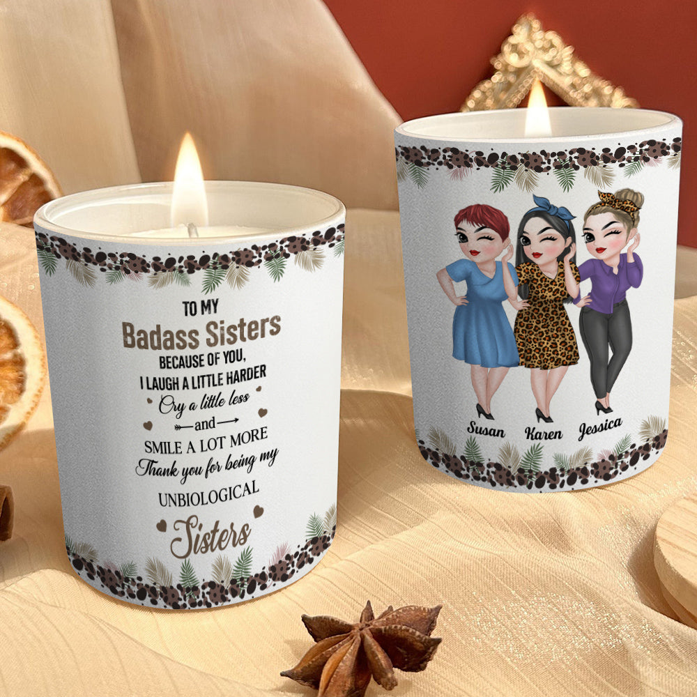Because Of You I Laugh A Little Harder - Personalized Custom Candle