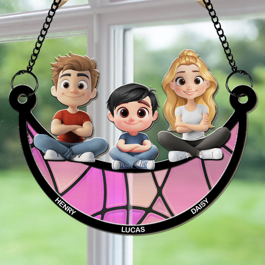 Mom We Love You To The Moon And Back - Personalized Custom Suncatcher