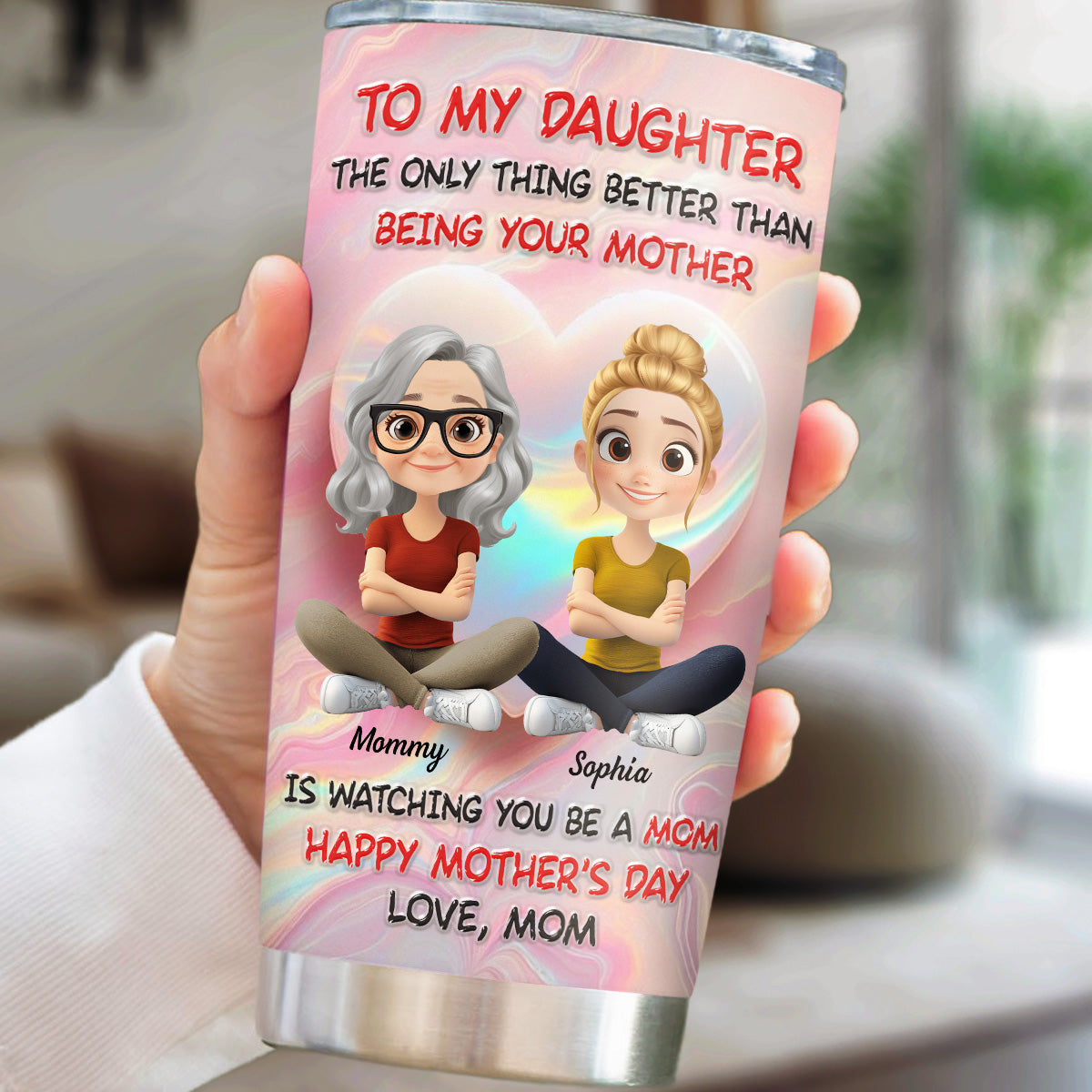 Happy Mother And Daughter - Personalized Custom 3D Inflated Effect Tumbler