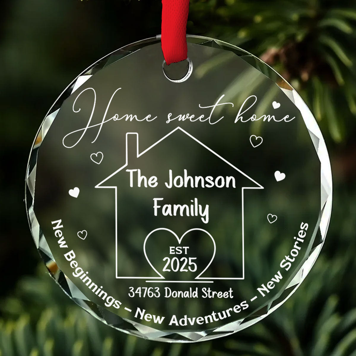 New Memories Begin Right Here - Personalized Custom Glass Ornament