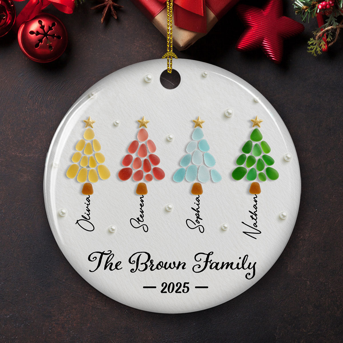 Family Fir Trees - Personalized Custom 3D Effect Ceramic Ornament