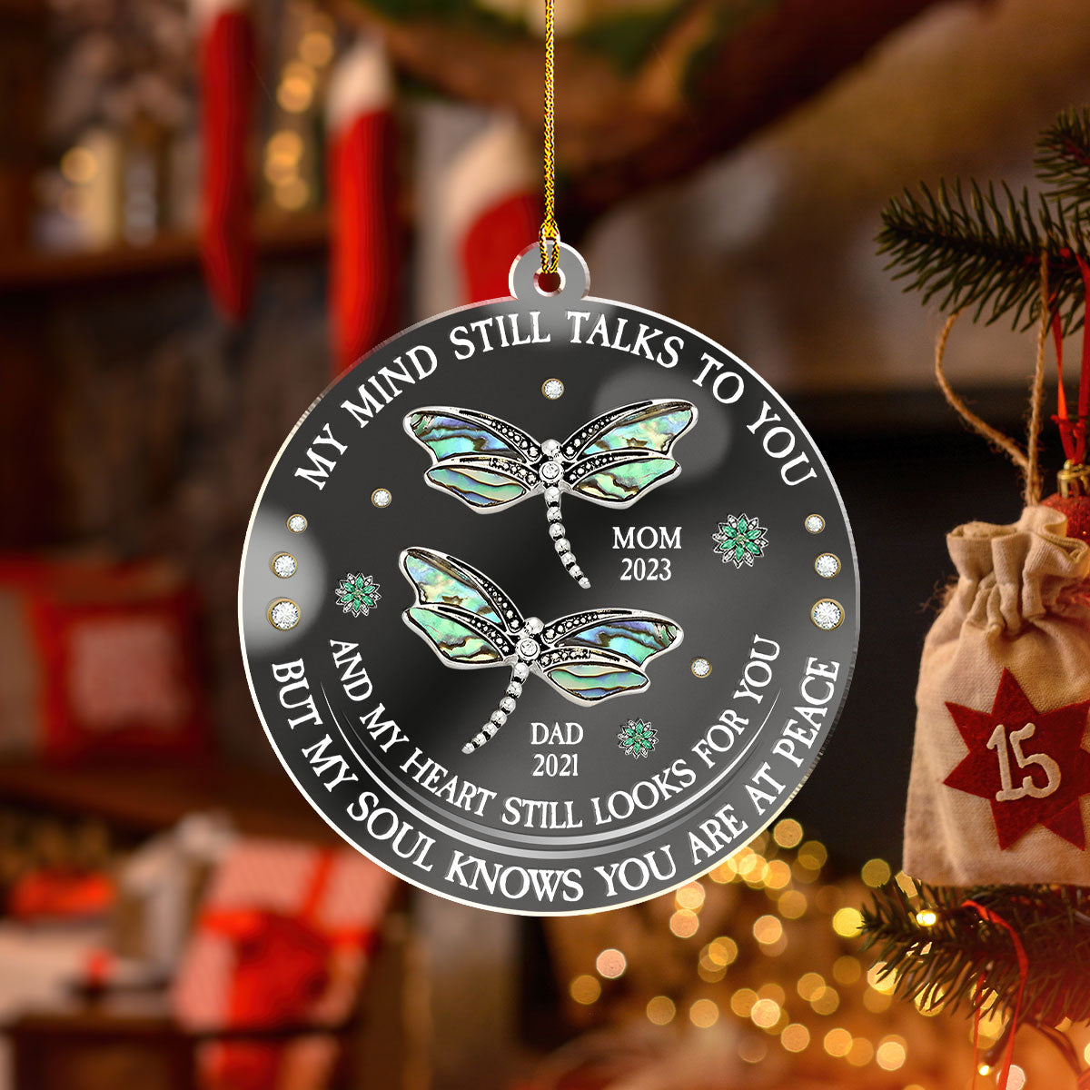 Dragonfly My Mind My Heart My Soul - Personalized Custom Mirrored Acrylic Ornament